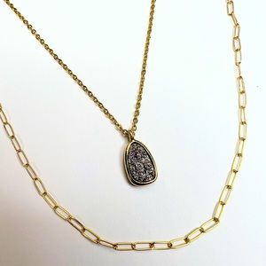 14K GF Druzy Layered Necklace